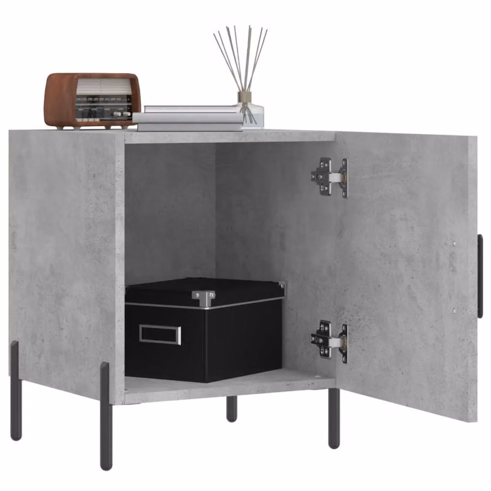 Berkfield Home Set of 2 Modern Bedside Cabinets in Concrete Grey, W/D/H: 40 x 40 x 50 cm – 2