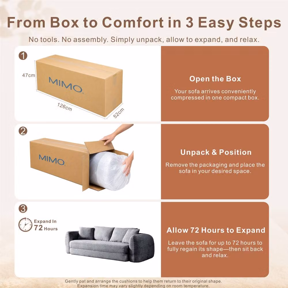 MIMO Grey Pull-Out Loveseat Sofa Bed with Lamb Fleece Fabric and 30D Foam – 6