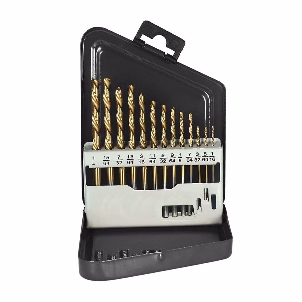 NESTLUNE 13-Piece HSS Left Hand Drill Bit and Screw Extractor Set in Gold and Multicolour – 4