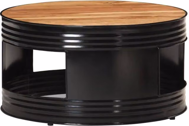 Berkfield Home Black Solid Acacia Wood Coffee Table W/D/H: 68 x 68 x 36 cm