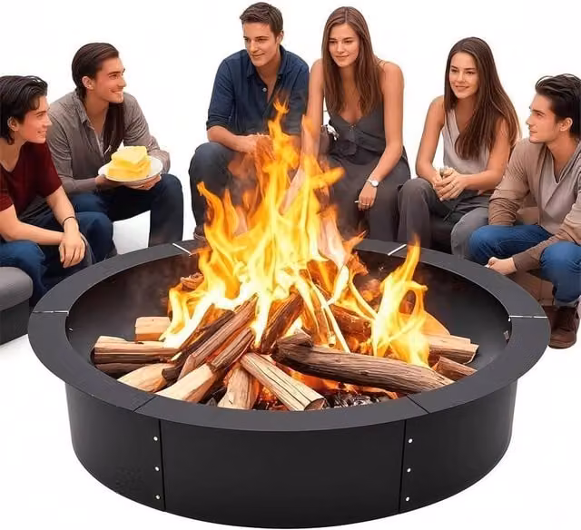 VOGREX Black Metal Round Smokeless Fire Pit and DIY Campfire Ring, Diameter: 121.92 cm – 1