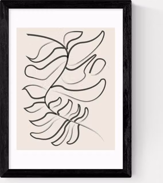 East End Prints Black Botanical Abstract Illustration Framed Art Print