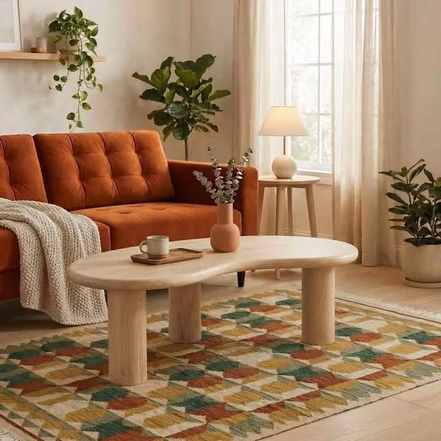 FurnitureboxUK Elda Round Oak and Mango Wood Coffee Table in White and Brown – 1
