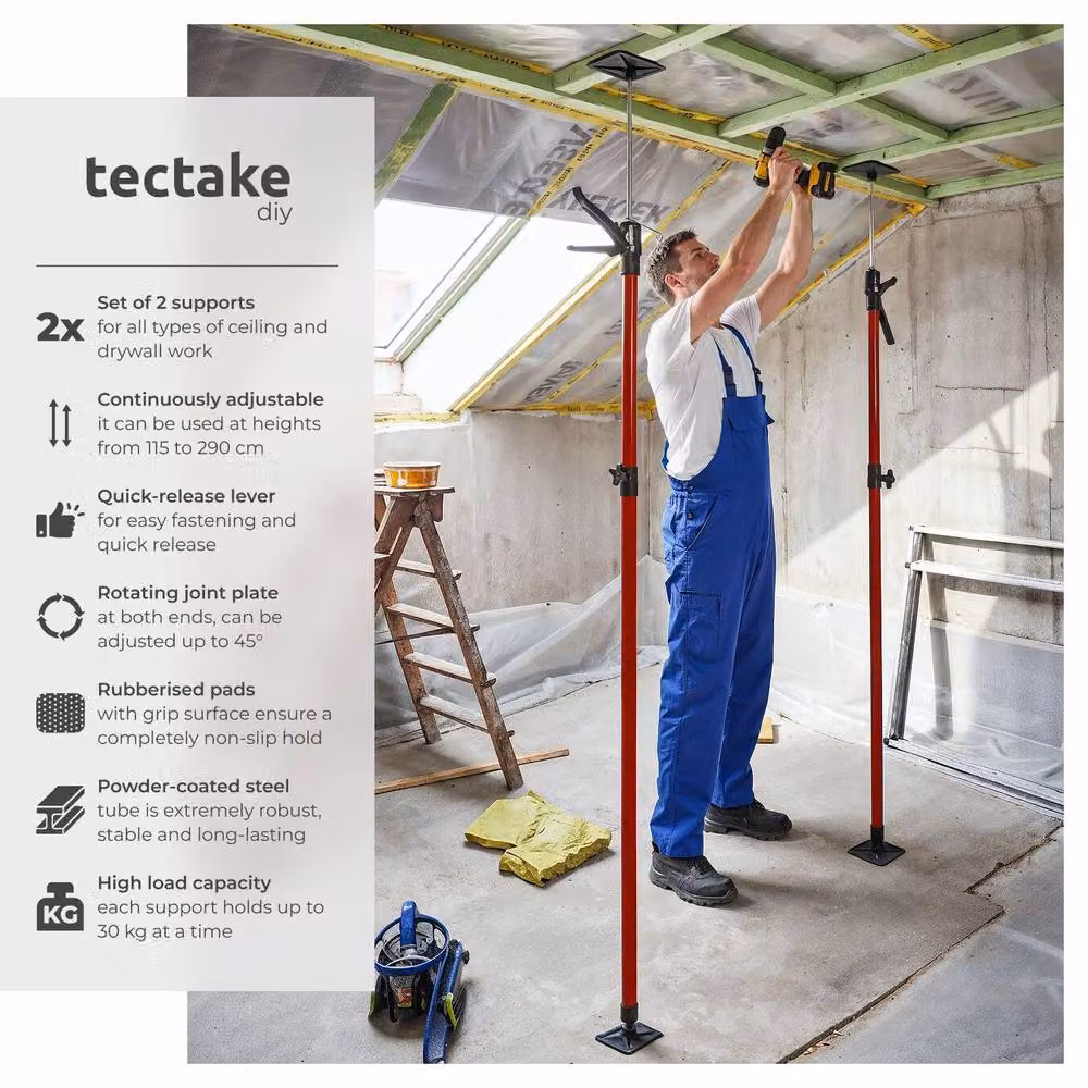 tectake Plasterboard Props Set of 2 in Red – 2