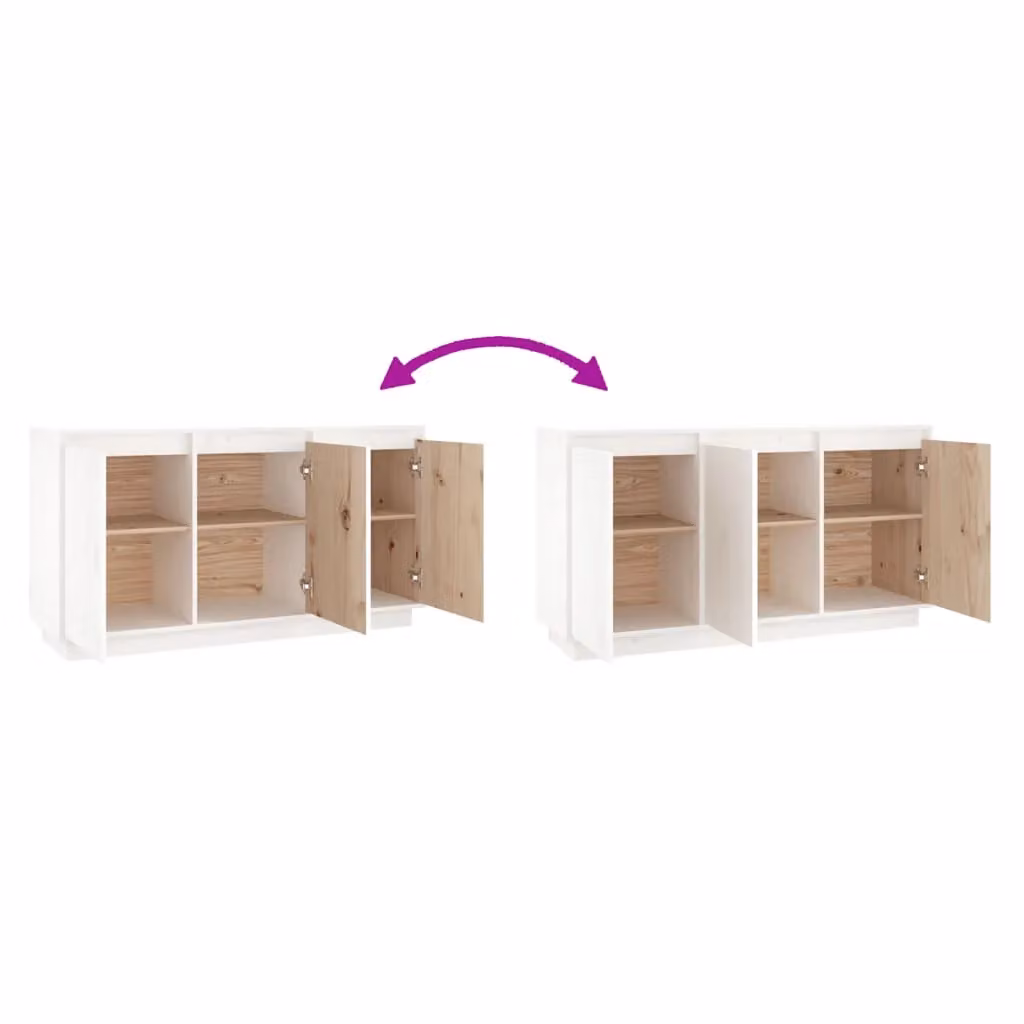 Berkfield Home White Solid Wood Pine Sideboard, W: 111 cm, D: 34 cm, H: 60 cm – 2