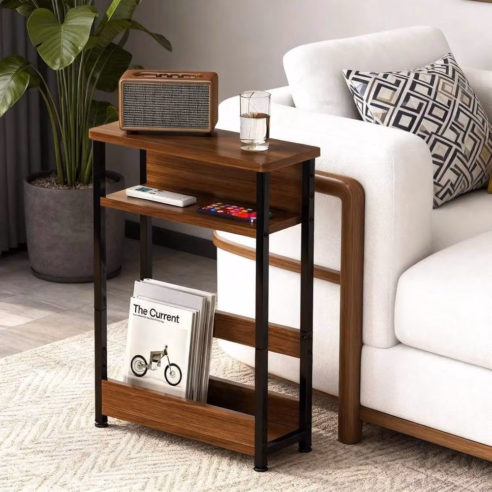 KORVIXA 3 Tier Narrow Side Table in Brown – 3