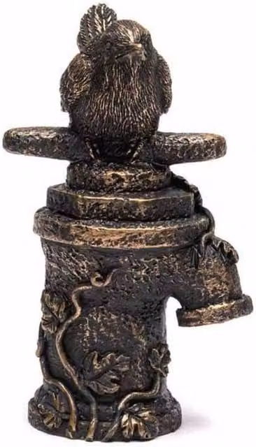 Jardinopia Antique Bronze Wren on Tap Metal Tabletop Ornament