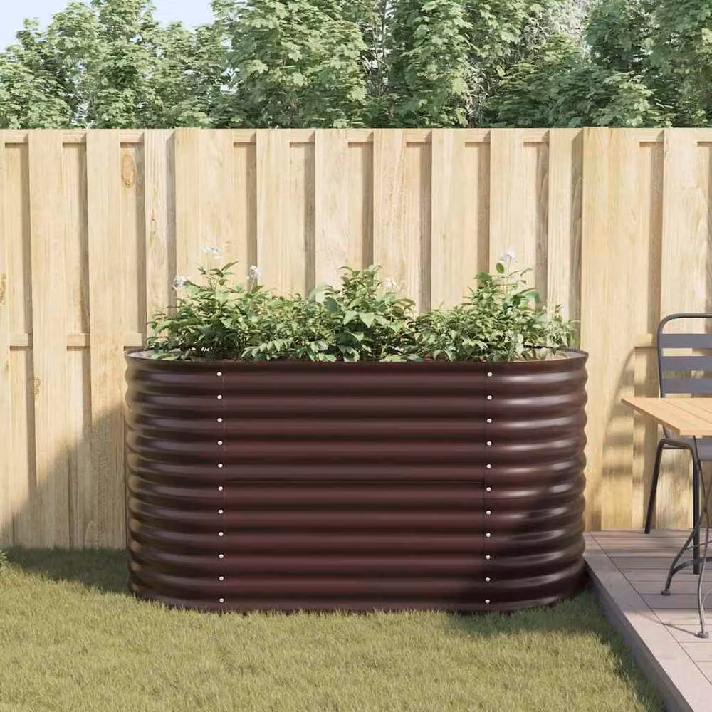 Berkfield Home Garden Raised Bed in Brown Galvanised Steel, W/D/H: 160 x 80 x 81 cm – 4