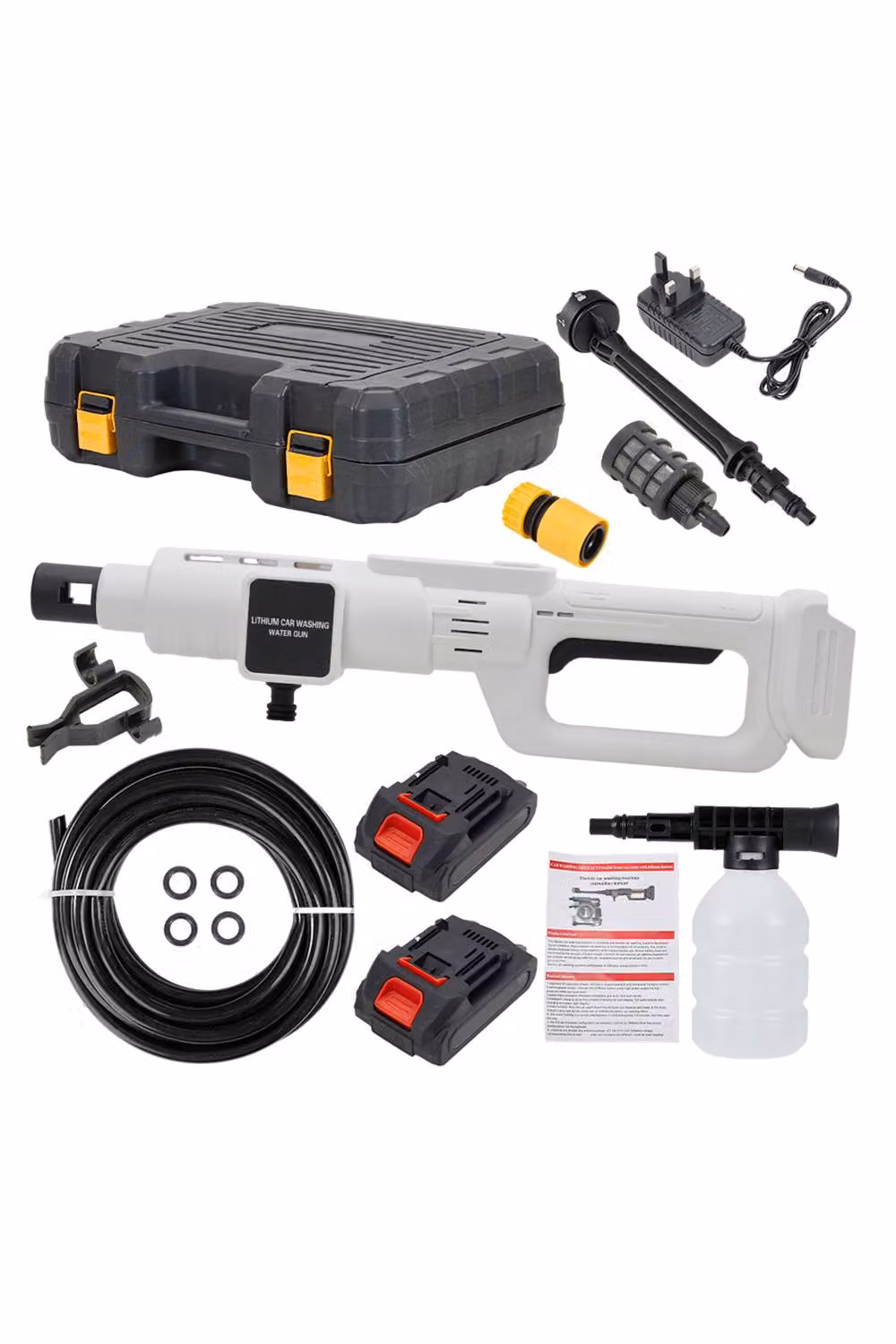 Living and Home 21V Cordless Handheld Pressure Washer Cleaner with 2 Batteries in White – 6