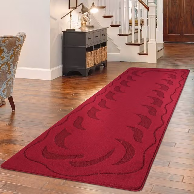 Smart Living Non Slip Red Striped Rectangular Gel Mat, W: 80 cm, L: 150 cm