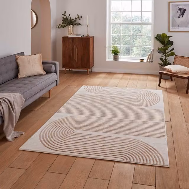 Terrys Apollo 2683 Modern Abstract Machine Woven Rectangular Yarn Rug in Bronze and Grey
