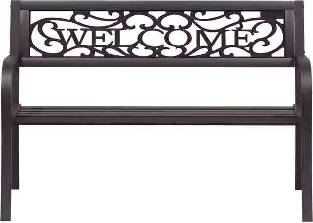 Berkfield Home Durable Garden Bench in Black Steel, W: 125 cm, H: 77 cm, D: 53 cm – 1