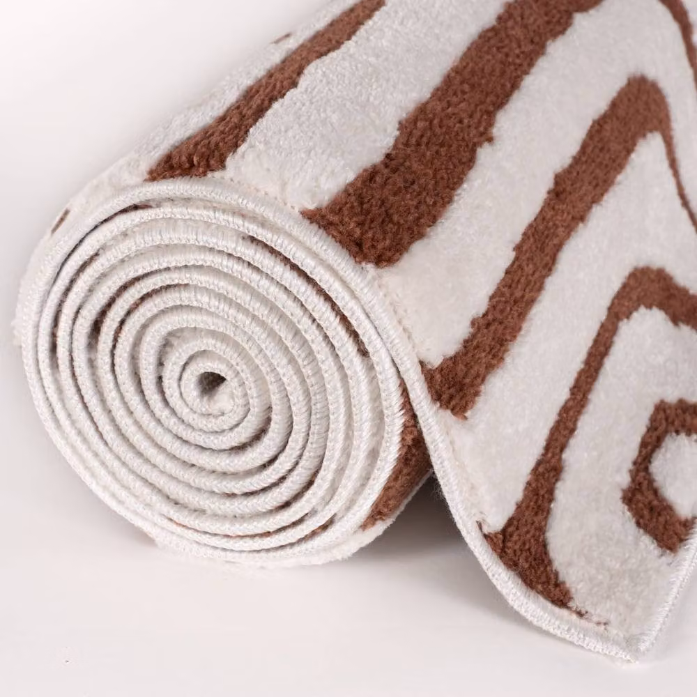 THE RUGS Loft Curved Line Soft Pile Area Rug in Terracotta, W: 80 cm, L: 150 cm – 6