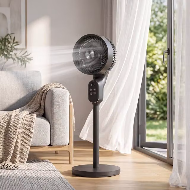 HOMCOM Black Pedestal Standing Fan with Oscillation for Bedroom