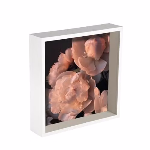 Nicola Spring 3D Shadow Box Square Photo Frame, White, W/H: 26.5 x 26.5 cm – 1