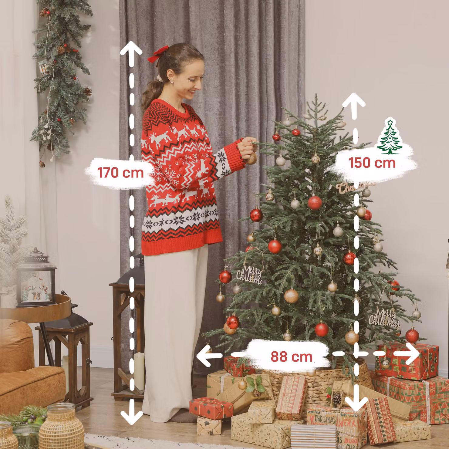 HOMCOM 5 ft Green Spruce Christmas Tree with Realistic Dense Tips – 3