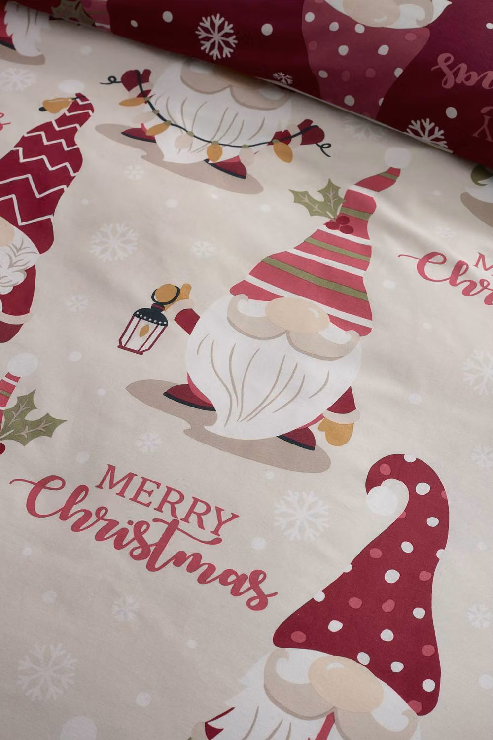 Catherine Lansfield Christmas Gonks Reversible Duvet Cover and Pillowcase Set, Purple, W/D/H: 135 x 200 cm – 3