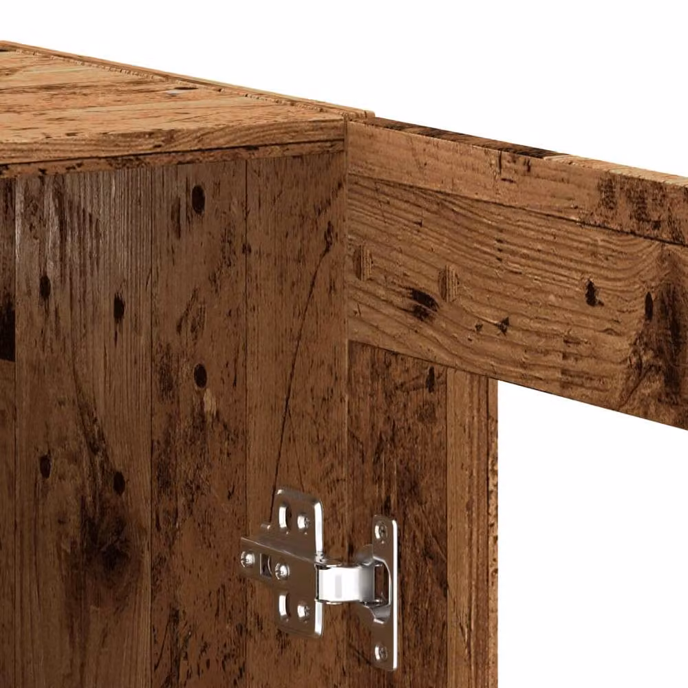 Berkfield Home Wall Mounted Rustic Old Wood Cabinet with Glass Doors in Brown, W/D/H: 69.5 x 34 x 90 cm – 6