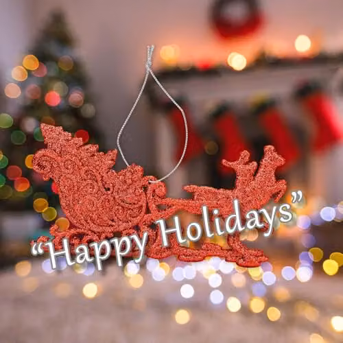 VFM e-Store Red Hanging Reindeer and Sleigh Christmas Tree Ornament, W/D/H: 15.5 x 14.5 x 0.3 cm – 4