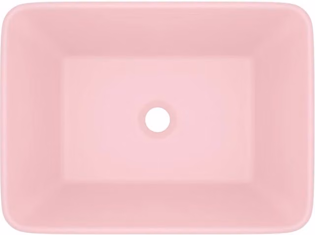 Berkfield Home Luxury Ceramic Wash Basin in Matt Pink, W: 41 cm, D: 30 cm, H: 12 cm
