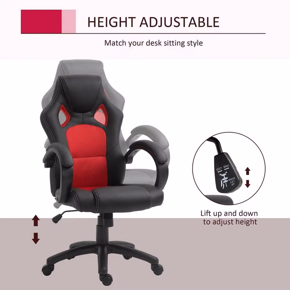 FORGEVIO Executive Racing Swivel Gaming Office Chair in Black and Multicolour PU Leather with Headrest and Armrests, W/D/H: 71 x 71 x 120 cm – 3