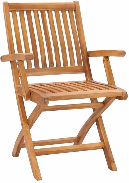 Berkfield Home Set of 6 Folding Garden Chairs in Brown Solid Teak Wood – 1