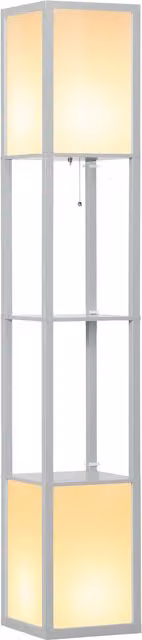 HOMCOM Modern Grey Floor Lamp with Dual Ambient Light and Shelf, Height: 156 cm – 1