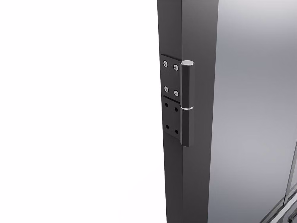 Vente-unique Reversible Swing Door in Black Aluminium and Smoked Tempered Glass, H: 204 cm x W: 83 cm – 5
