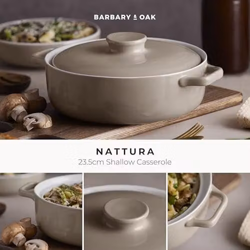 Tower Nattura Shallow Casserole Dish with Lid in Beige – 6