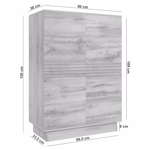 Dorel Home Toro Highboard with 2 Hinged Doors in Brown, H 120 x W 90 x D 38 cm – 2