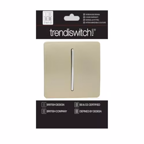 Trendi 1 Gang 2 Way Artistic Modern Glossy 10 Amp Rocker Tactile Light Switch in Gold – 2
