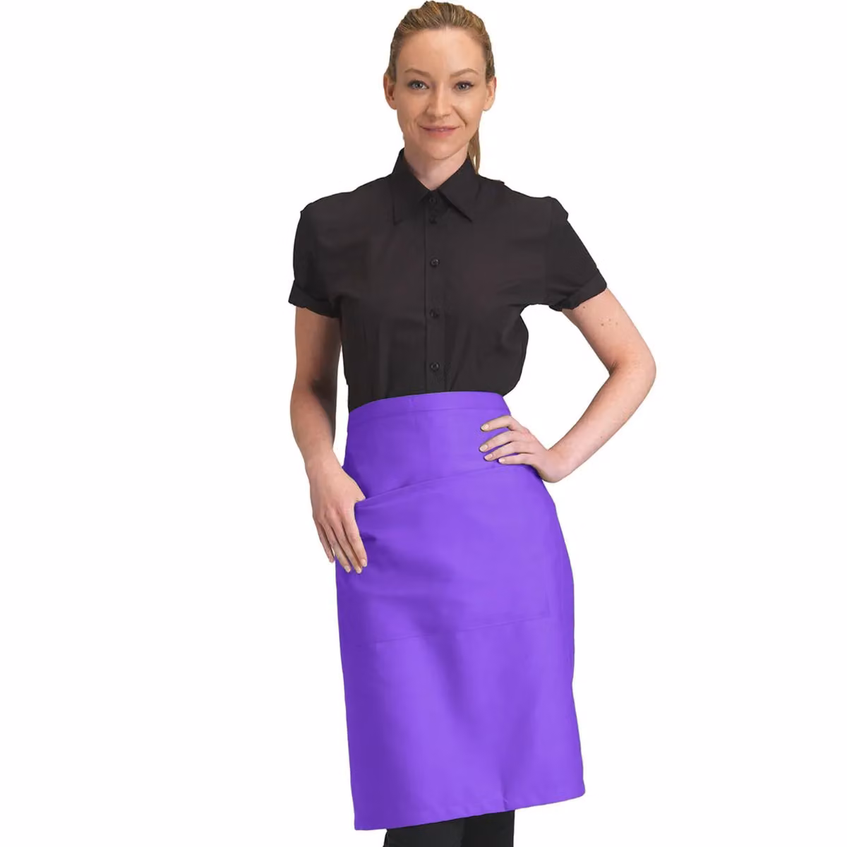 Dennys Catering Waist Apron with Pocket, Purple, Pack of 2 – 2