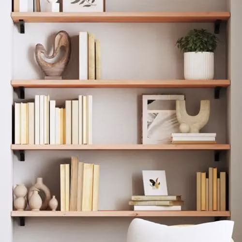 vidaXL Wall Mounted Oak Wood Shelf, Brown, W: 80 cm, D: 30 cm, H: 2 cm – 2