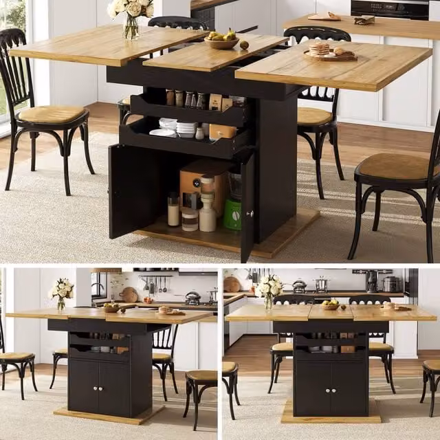 ModernLuxe Extendable Rectangular Dining Table for 6 People in Black, W/D/H: 140 x 80 x 76 cm – 1