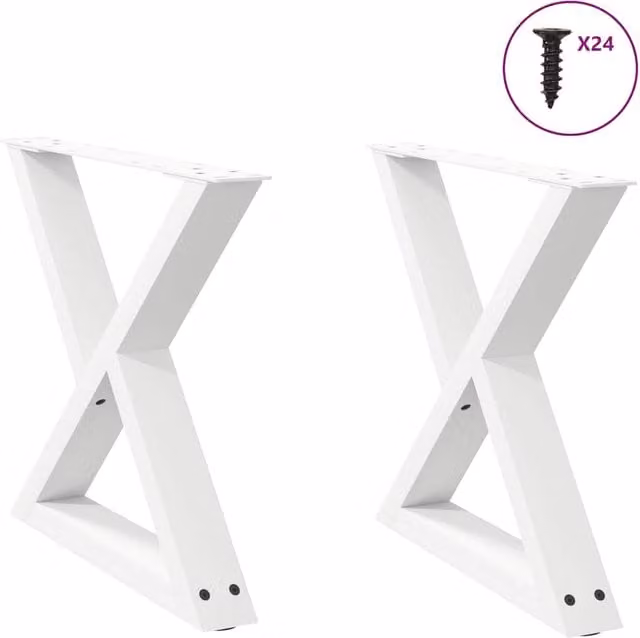 Berkfield Home Steel Coffee Table Legs, 2 Pieces, White, H: 60 cm, W: 42 cm