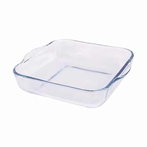 Argon Tableware Square Transparent Glass Casserole Dish, W: 24 cm, D: 21 cm, H: 5.5 cm