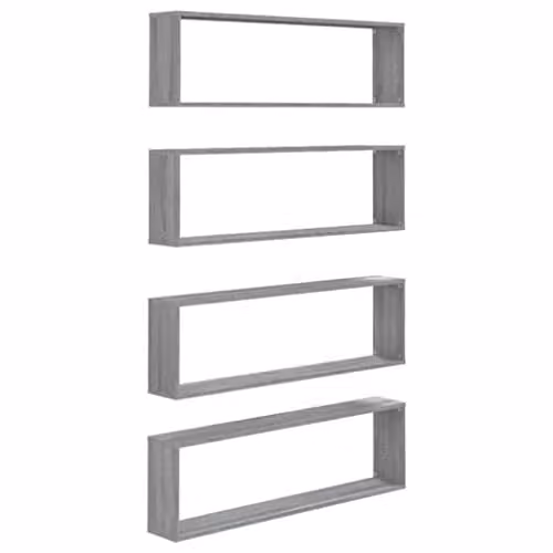 vidaXL Set of 4 Wall Mounted Cube Shelves in Grey, W/D/H: 100 x 30 x 30 cm