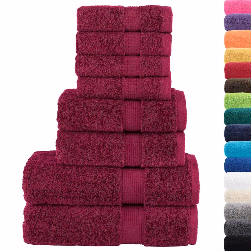 Berkfield Home SOLUND 8 Piece Premium Cotton Terry Towel Set in Wine Bordeaux, 600 gsm – 3