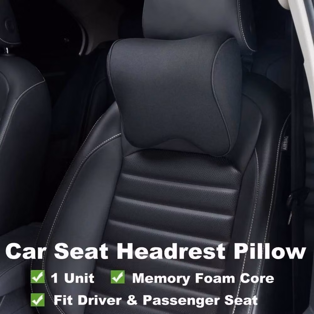 NESTLUNE Memory Foam Car Seat Headrest Pillow in Black – 4