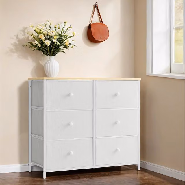 SONGMICS 6-Drawer Fabric Storage Unit in White