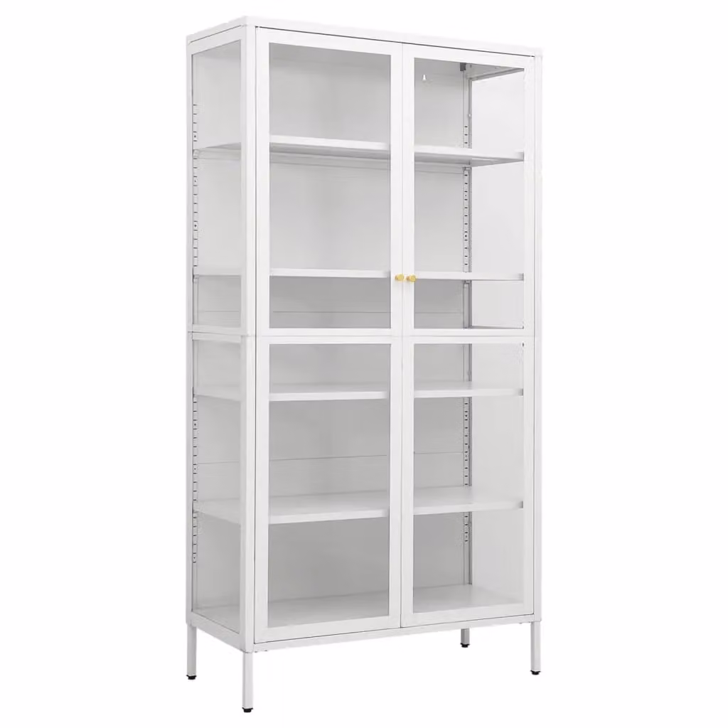 Berkfield Home White Modern Display Cabinet with Glass Doors and Internal Shelves, W/D/H: 90 x 40 x 180 cm – 2