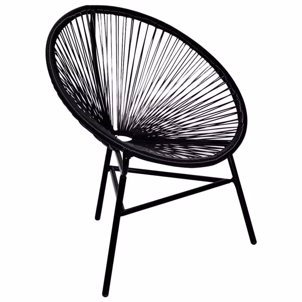 Berkfield Home Comfortable Garden Moon Chair in Black Poly Rattan and Steel – 2