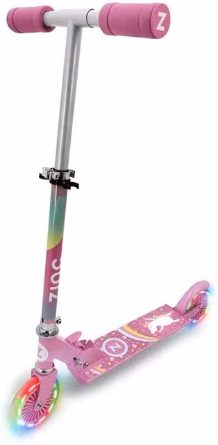 Zinc Two Wheeled Unicorn Folding Light Up Explorer Scooter in Pink