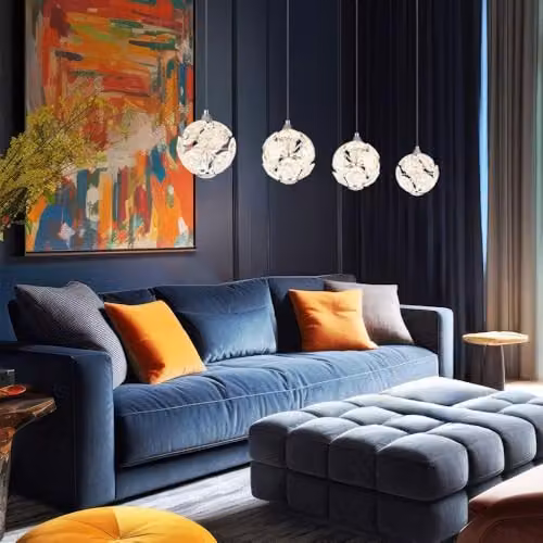Globo Lighting Virina Bar Pendant Ceiling Light in Chrome with K9 Crystals and Warm White LED – 6