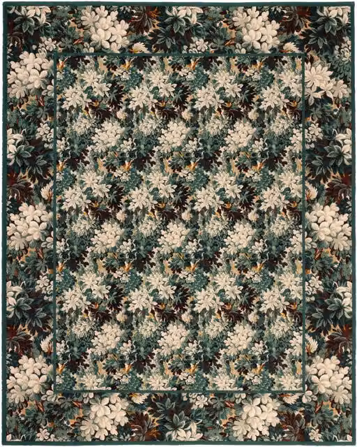House of Hackney SILVA Rectangular Floral Wool Rug in Blue and Multicolour