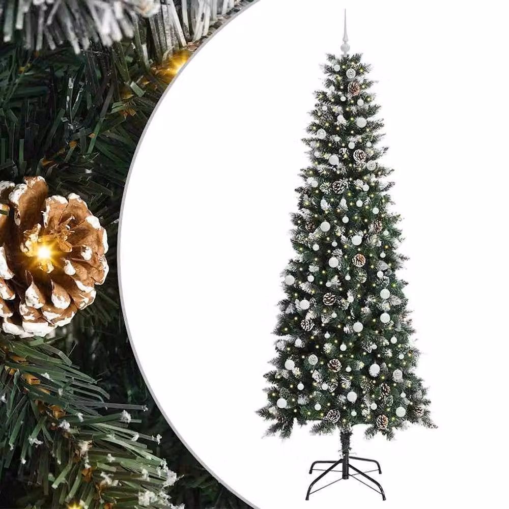 Berkfield Home Artificial Christmas Tree with 300 LEDs, Green, W/D/H: 96 x 96 x 240 cm – 2