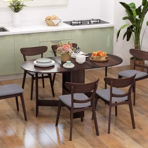 HOMCOM Oval Folding Dining Table with Butterfly Drop Leaf in Brown, W/D/H: 163 x 80 x 75 cm – 2