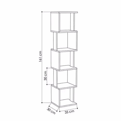 Decortie Piri Modern Five Tier Geometric Bookcase in Sandstone – 2