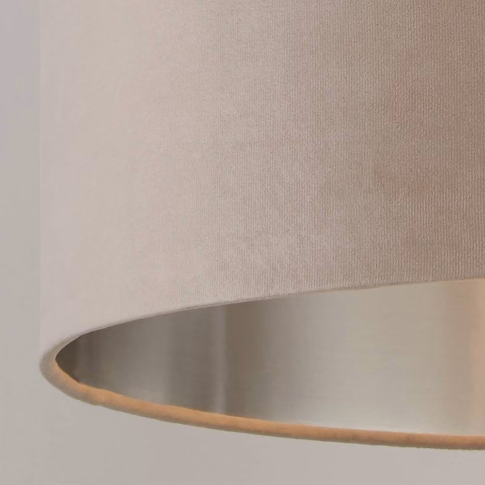 Lighting Collection Taupe Velvet Drum Lamp Shade with Silver Inner, Diameter: 27 cm – 2