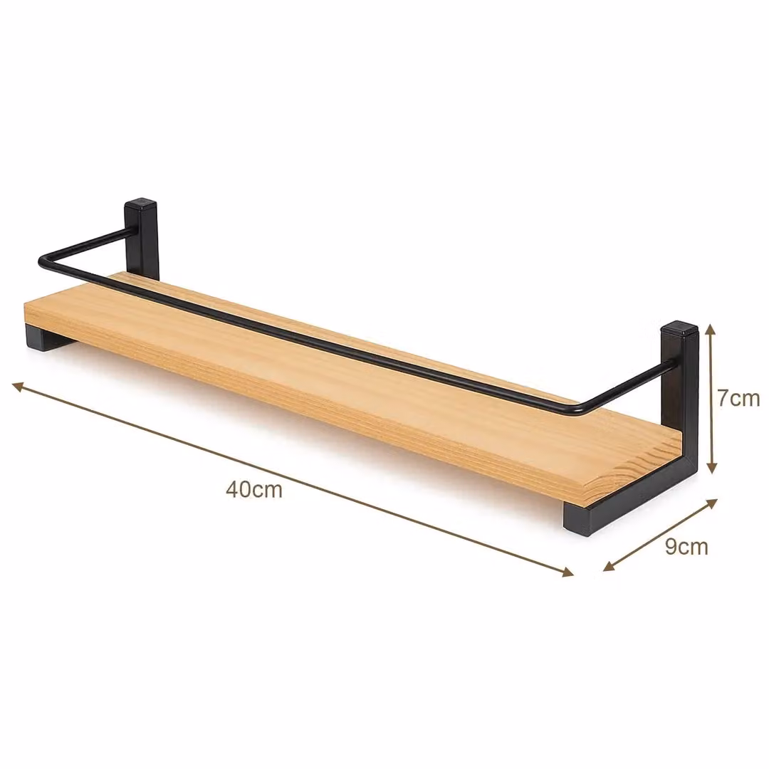 Hinsinc 2-Pack Brown Wooden Wall Mounted Kitchen Spice Racks, W/D/H: 40 x 9 x 7 cm – 2
